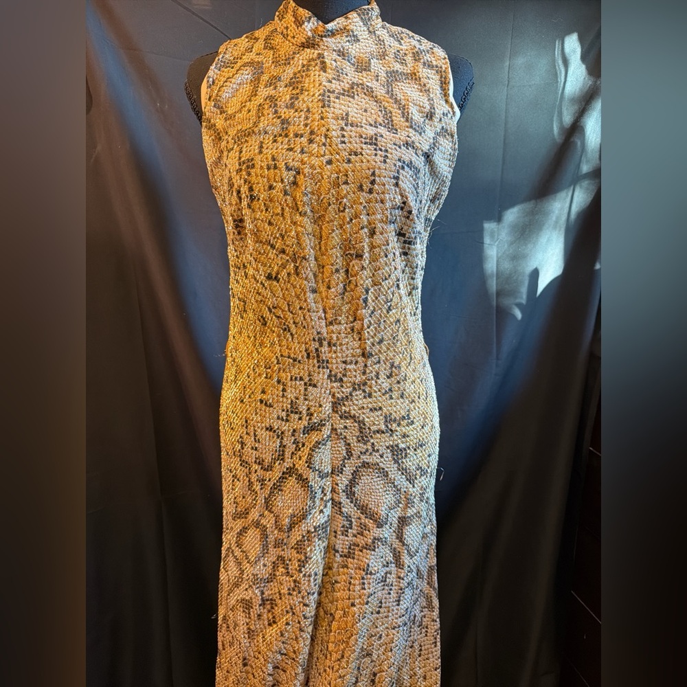 Vintage 60’s Alan Phillips Brown and Black Maxi Dress